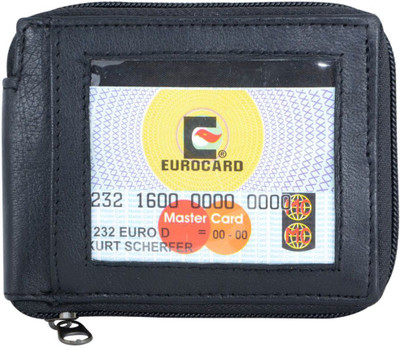 Holboro Men Black Genuine Leather Wallet(6 Card Slots)