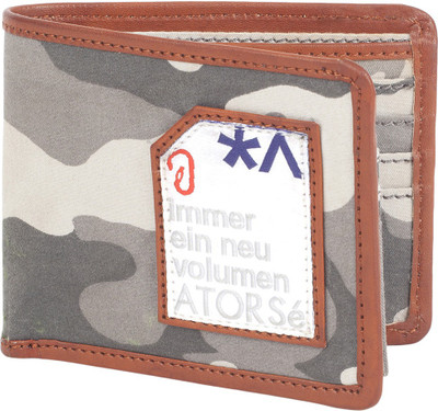 

Atorse Men Khaki Fabric Wallet(8 Card Slots)