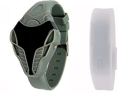 

Stealodeal |Combo of 2|Grey Cobra Shape and White Led Watch - For Boys & Girls