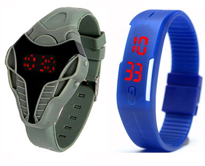 

Stealodeal |Combo of 2|Grey Cobra Shape and Blue Led Watch - For Boys & Girls