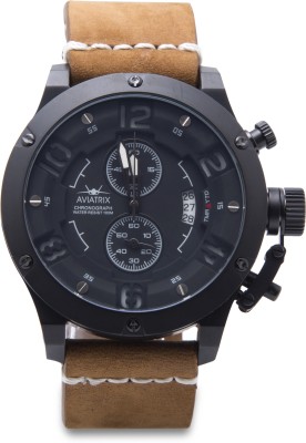 Aviatrix AVX-0002 chronograph series with Brown strap Analog Watch  - For Men & Women   Watches  (Aviatrix)
