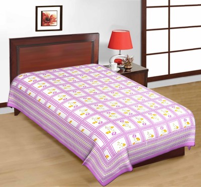 UNIQCHOICE 120 TC Cotton Single Floral Flat Bedsheet(Purple)