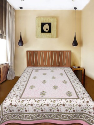 UNIQCHOICE 120 TC Cotton Single Floral Flat Bedsheet(Pink)