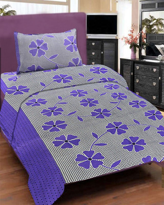 Tex n Craft Cotton Single Printed Flat Bedsheet(Pack of 1, Multicolor)