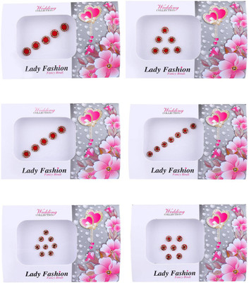 

Lady Fashion Red Stone Border Bindi Forehead Multicolor Bindis(Stone)