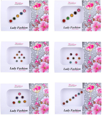 

Lady Fashion Golden Stone Border Multicolor Bindi Forehead Multicolor Bindis(Stone)