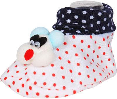 

Ole Baby Cute Faces Plush Soft Organic Cotton 3d Ole Toons Booties 0-9 Months Booties(Toe to Heel Length - 10 cm Red)