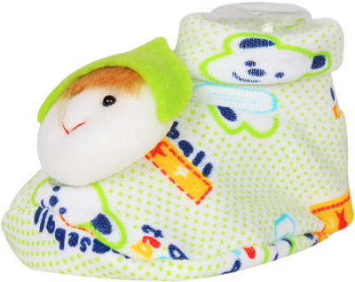

Ole Baby Cute Faces Plush Soft Organic Cotton 3d Ole Toons Booties 0-9 Months Booties(Toe to Heel Length - 10 cm Yellow)