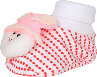 

Ole Baby Cute Faces Plush Soft Organic Cotton 3d Ole Toons Booties 0-9 Months Booties(Toe to Heel Length - 10 cm Red)
