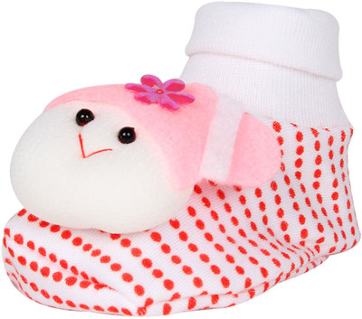 

Ole Baby Cute Faces Plush Soft Organic Cotton 3d Ole Toons Booties 0-9 Months Booties(Toe to Heel Length - 10 cm Red)