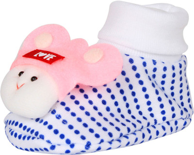 

Ole Baby Cute Faces Plush Soft Organic Cotton 3d Ole Toons Booties 0-9 Months Booties(Toe to Heel Length - 10 cm Blue)