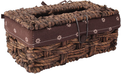 

HOKIPO 1 Compartments Wicker Tissue Paper Box with Removable Washable Cloth(Brown)