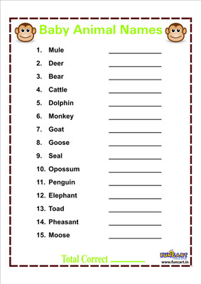 

Funcart Name the baby animals (pack of 24 cards plus 1 answer sheet)(Multicolor)