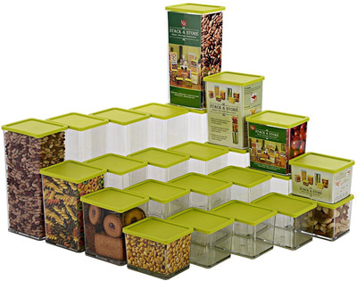 Disha 350 ml Plastic Grocery Container Pack of 24, Green Disha Kitchen Containers