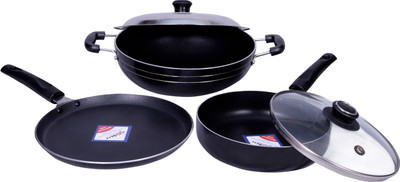 

KG Star 5 PCS INDUCTION Induction Bottom Cookware Set(Aluminium, 5 - Piece), Black