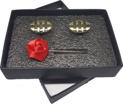 Bezel Brass Cufflink Set(Multicolor)