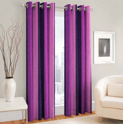 La elite 274 cm (9 ft) Polyester Semi Transparent Long Door Curtain (Pack Of 2)(Solid, Purple)