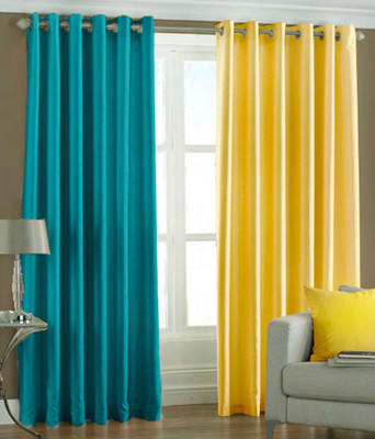

Livingcreation 213 cm (7 ft) Polyester Door Curtain (Pack Of 2)(Plain, Blue, Yellow)
