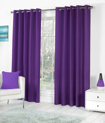 

Livingcreation 213 cm (7 ft) Polyester Door Curtain (Pack Of 2)(Plain, Purple)