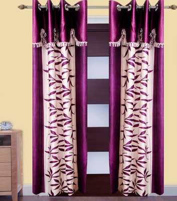 

Excel Bazaar 214 cm (7 ft) Polyester Door Curtain (Pack Of 2)(Floral, Purple)
