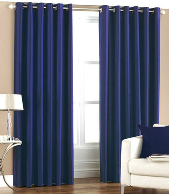 

Livingcreation 213 cm (7 ft) Polyester Door Curtain (Pack Of 2)(Plain, Blue)