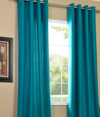 

Livingcreation 213 cm (7 ft) Polyester Door Curtain (Pack Of 2)(Plain, Blue)