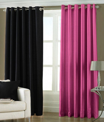 

Livingcreation 213 cm (7 ft) Polyester Door Curtain (Pack Of 2)(Plain, Black, Pink)