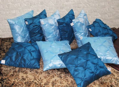 ZIKRAK EXIM Self Design Cushions Cover(Pack of 10, 40 cm*40 cm, Light Blue, Blue)