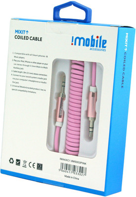 

IMobile 1.8 m Coiled Aux cable,Car Audio AUX Cable(Pink)