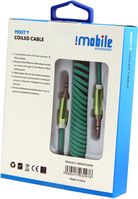 

IMobile 1.8 m Coiled Aux cable,Car Audio AUX Cable(Green)