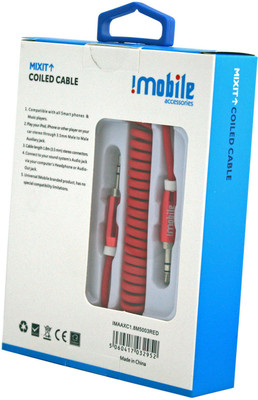 

IMobile 1.8 m Coiled Aux cable,Car Audio AUX Cable(Red)