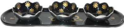 

sarvsiddhi 3 Bowl Snack Tray - Black Aluminium Decorative Platter(Black)