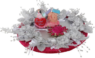 

loopsnknots Wooden Decorative Platter(Pink, Silver)