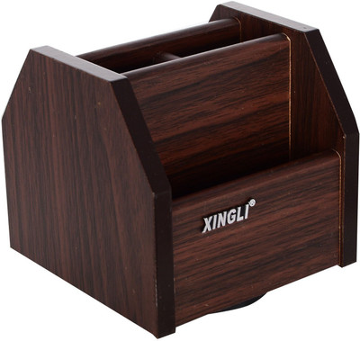 

Craftspoint 4 Compartments Wood Pen Stand(Brown)