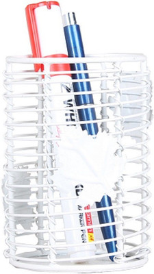 

Apkamart 1 Compartments Iron Pen Holder(White)