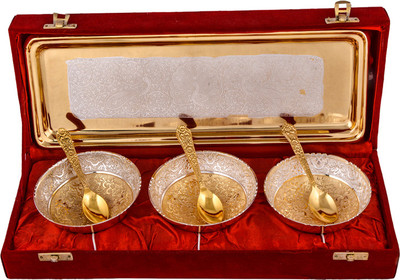 Ellegent Gold Plated Decorative Platter(Gold, Pack of 7)