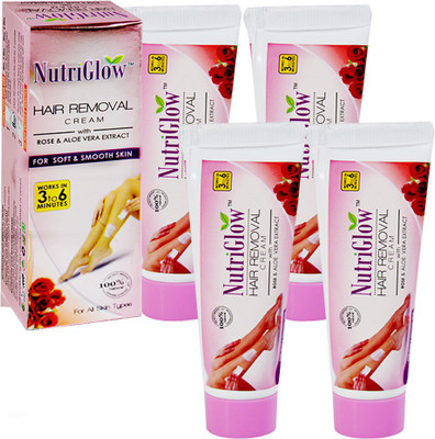 

NutriGlow Hair Removal Cream With Rose & Aloe Vera Extract Pack of 4 Cream(40 g, Set of 4)