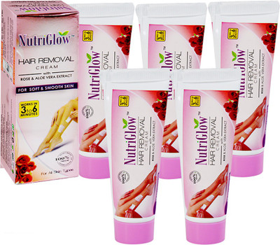 

NutriGlow Hair Removal Cream With Rose & Aloe Vera Extract Pack of 5 Cream(40 g, Set of 5)