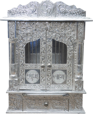 

Pavitra Ghar 15" x 9" x 21.5" Door Full Aluminium Carving Temple Wooden, Aluminium Home Temple(Height: 54 cm)