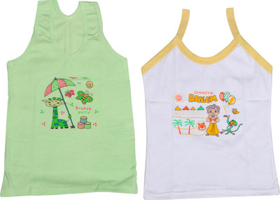 

IndiWeaves Camisole Bodysuit Slip For Girls(Green, Pack of 2, Green;white
