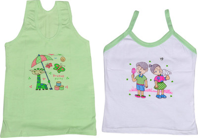 

IndiWeaves Camisole Bodysuit Slip For Girls(Green, Pack of 2, Green;white