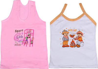 IndiWeaves Camisole Bodysuit Slip For Girls(Pink, Pack of 2, Pink;white