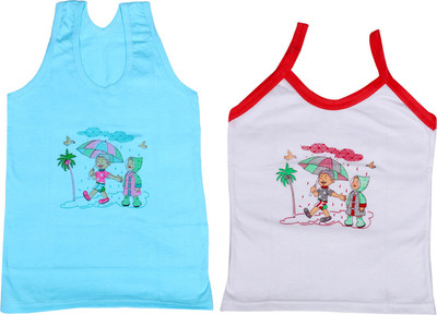

IndiWeaves Camisole Bodysuit Slip For Girls(Blue, Pack of 2, Blue;white
