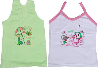 

IndiWeaves Camisole Bodysuit Slip For Girls(Green, Pack of 2, Green;white