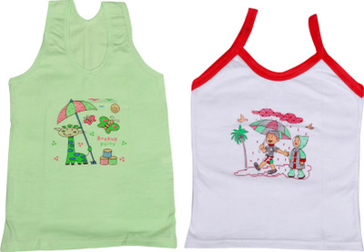 

IndiWeaves Camisole Bodysuit Slip For Girls(Green, Pack of 2, Green;white