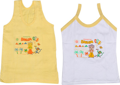 

IndiWeaves Camisole Bodysuit Slip For Girls(Yellow, Pack of 2, White;yellow