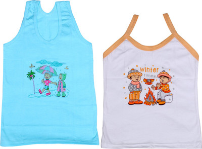 

IndiWeaves Camisole Bodysuit Slip For Girls(Blue, Pack of 2, Blue;white