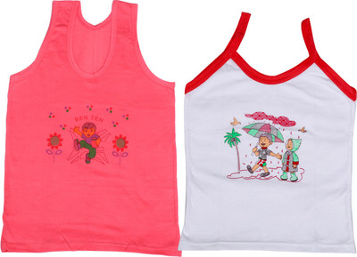 

IndiWeaves Camisole Bodysuit Slip For Girls(Red, Pack of 2, Red;white