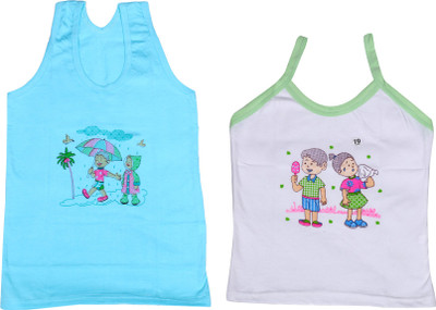

IndiWeaves Camisole Bodysuit Slip For Girls(Blue, Pack of 2, Blue;white