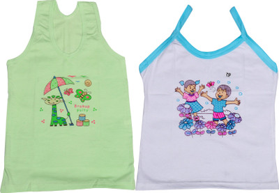 

IndiWeaves Camisole Bodysuit Slip For Girls(Green, Pack of 2, Green;white